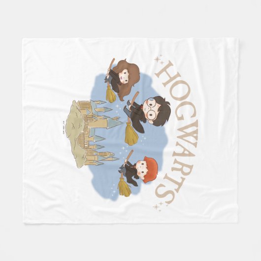 HARRY POTTER™, Hermione & Ron Fly Over HOGWARTS™ Fleecedecke (Vorderseite (Horizontal))