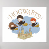 HARRY POTTER™, Hermione & Ron Fly Over HOGWARTS™ Poster (Vorne)