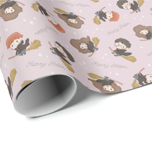 HARRY POTTER™, Hermione & Ron Flying Pattern Geschenkpapier (Rolleneckpunkt)
