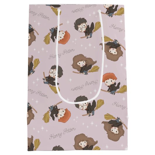 HARRY POTTER™, Hermione & Ron Flying Pattern Mittlere Geschenktüte (Rückseite)