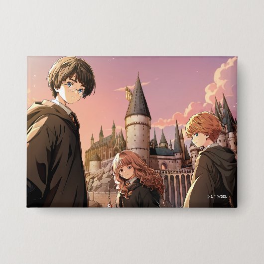 HARRY POTTER™ Hermione & Ron HOGWARTS™ Anime-Szene Button (Vorderseite)