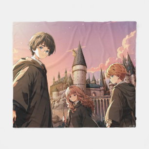 HARRY POTTER™ Hermione & Ron HOGWARTS™ Anime-Szene Fleecedecke