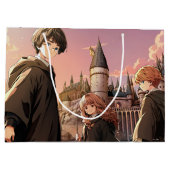 HARRY POTTER™ Hermione & Ron HOGWARTS™ Anime-Szene Große Geschenktüte (Rückseite)