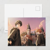 HARRY POTTER™ Hermione & Ron HOGWARTS™ Anime-Szene Postkarte (Vorne/Hinten)