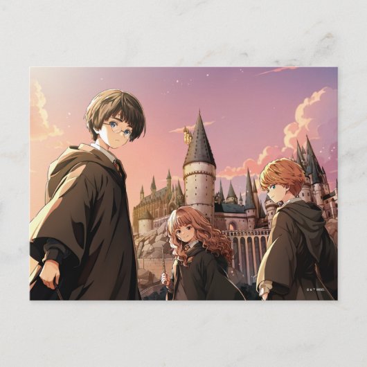 HARRY POTTER™ Hermione & Ron HOGWARTS™ Anime-Szene Postkarte (Vorderseite)