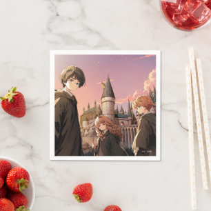 HARRY POTTER™ Hermione & Ron HOGWARTS™ Anime-Szene Serviette