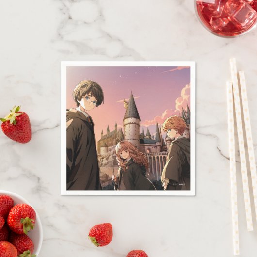 HARRY POTTER™ Hermione & Ron HOGWARTS™ Anime-Szene Serviette (Beispiel)