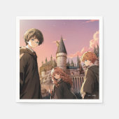 HARRY POTTER™ Hermione & Ron HOGWARTS™ Anime-Szene Serviette (Vorderseite)
