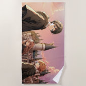 HARRY POTTER™ Hermione & Ron HOGWARTS™ Anime-Szene Strandtuch (Vorderseite)