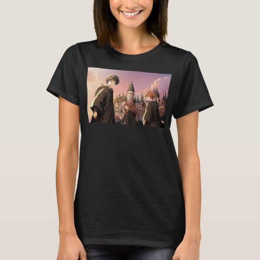 HARRY POTTER™ Hermione & Ron HOGWARTS™ Anime-Szene T-Shirt (Vorderseite)
