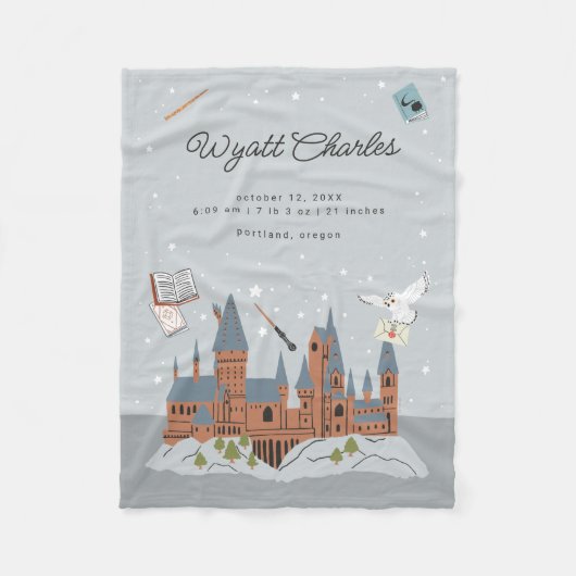Harry Potter Hogwarts Baby Birth Stats Fleecedecke (Vorderseite)