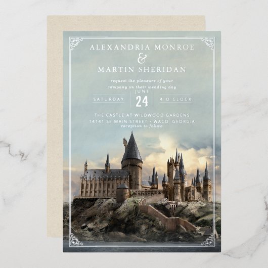Harry Potter | Hogwarts Castle Wedding Folieneinladung (Vorderseite/Rückseite)