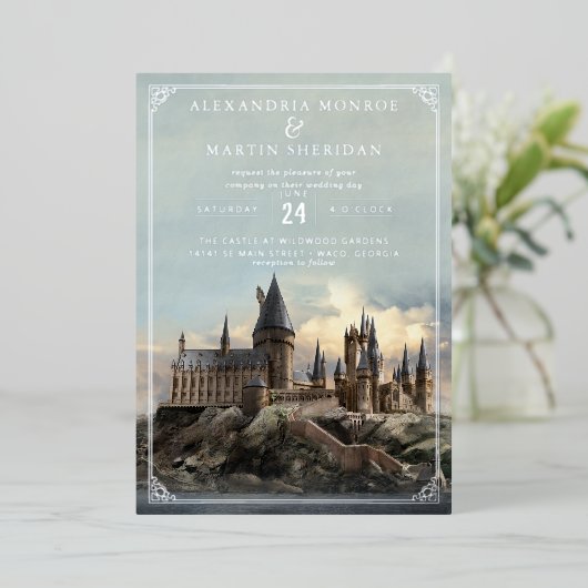 Harry Potter | Hogwarts Castle Wedding Folieneinladung (Stehend vorne)