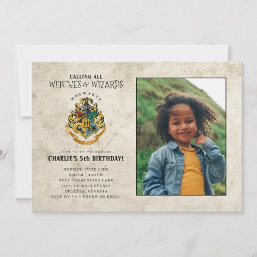 Harry Potter Hogwarts Crest Birthday - Foto Einladung (Vorderseite)