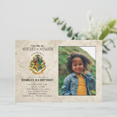 Harry Potter Hogwarts Crest Birthday - Foto Einladung (Stehend Vorderseite)