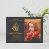 Harry Potter Hogwarts Crest Birthday - Foto Einladung (Stehend Vorderseite)