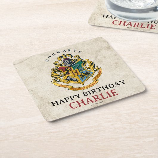 Harry Potter Hogwarts Crest Birthday Rechteckiger Pappuntersetzer (angewinkelt)