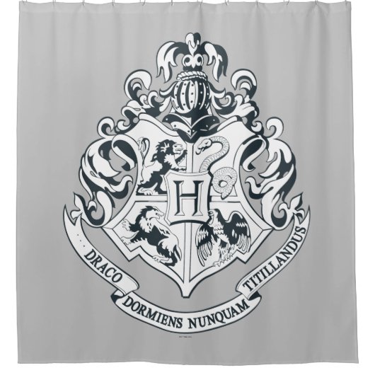 Harry Potter | Hogwarts Crest - Black and White Duschvorhang (Vorderseite)