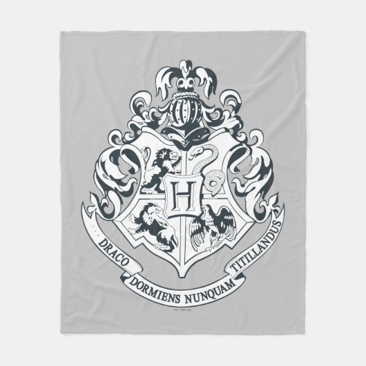 Harry Potter | Hogwarts Crest - Black and White Fleecedecke (Vorderseite)