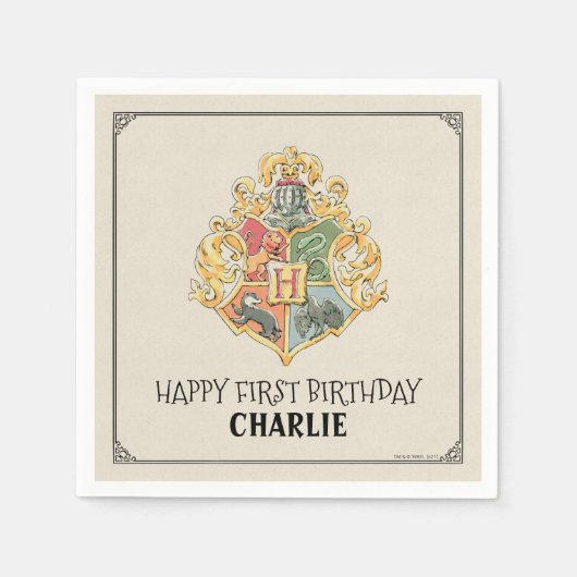 Harry Potter Hogwarts Crest First Birthday Serviette (Vorderseite)