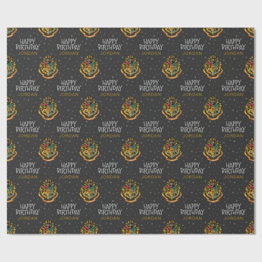 Harry Potter | Hogwarts Crest - Happy Birthday Geschenkpapier (Flach)