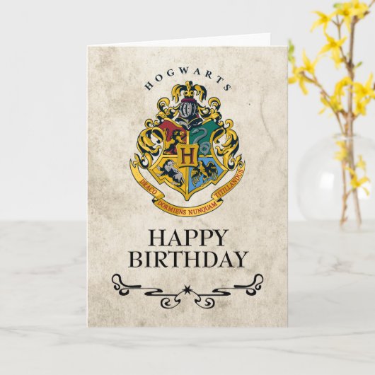 Harry Potter Hogwarts Crest Happy Birthday Karte (Gelbe Blume)
