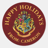 Harry Potter | Hogwarts Crest | Happy Holidays Runder Aufkleber (Vorderseite)