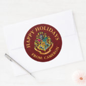Harry Potter | Hogwarts Crest | Happy Holidays Runder Aufkleber (Umschlag)