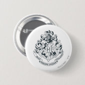 Harry Potter | Hogwarts Crest - Schwarz und Weiß Button (Vorne & Hinten)