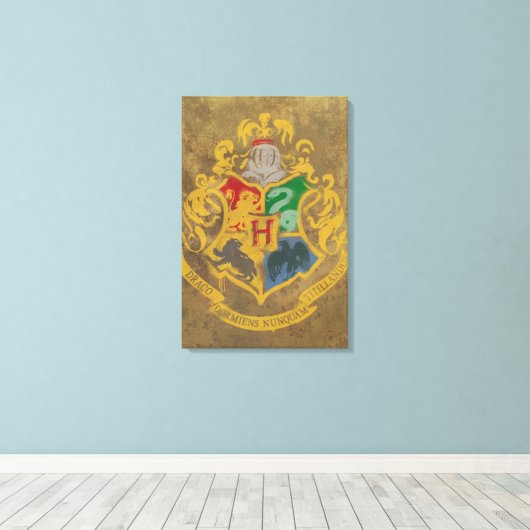 Harry Potter | Hogwarts Crest - Schwarz und Weiß Leinwanddruck (Insitu (Holzboden))