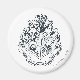 Harry Potter   Hogwarts Crest - Schwarz und Weiß Magnet