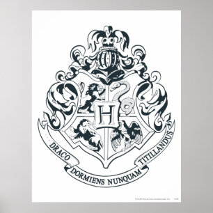 Harry Potter   Hogwarts Crest - Schwarz und Weiß Poster