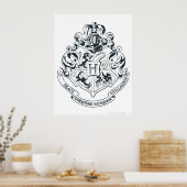 Harry Potter | Hogwarts Crest - Schwarz und Weiß Poster (Küche)