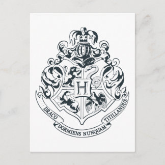 Harry Potter | Hogwarts Crest - Schwarz und Weiß Postkarte