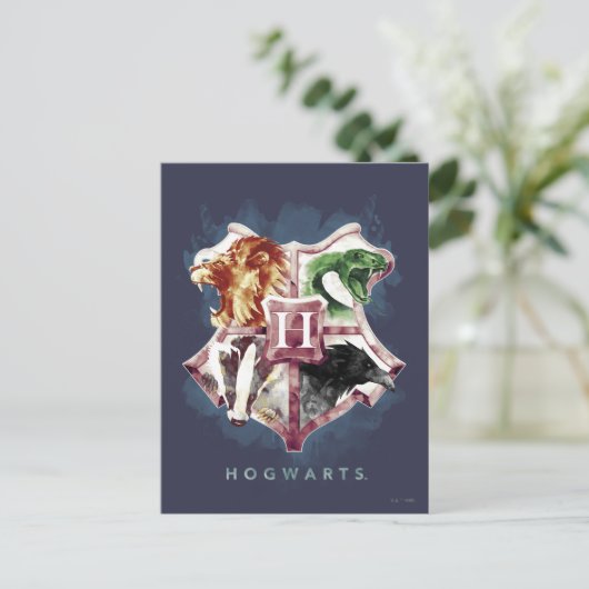 Harry Potter | HOGWARTS™ Crest Watercolor Postkarte (Stehend Vorderseite)