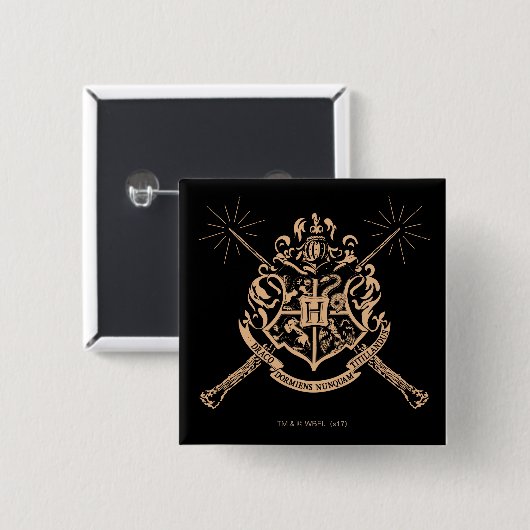 Harry Potter | Hogwarts Crossed Wands Wappen Button (Vorne & Hinten)
