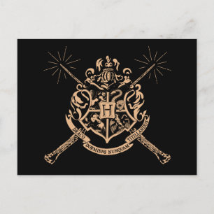 Harry Potter   Hogwarts Crossed Wands Wappen Postkarte