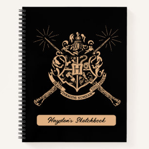 Harry Potter   Hogwarts Crossed Wands Wappen Sketc Notizblock