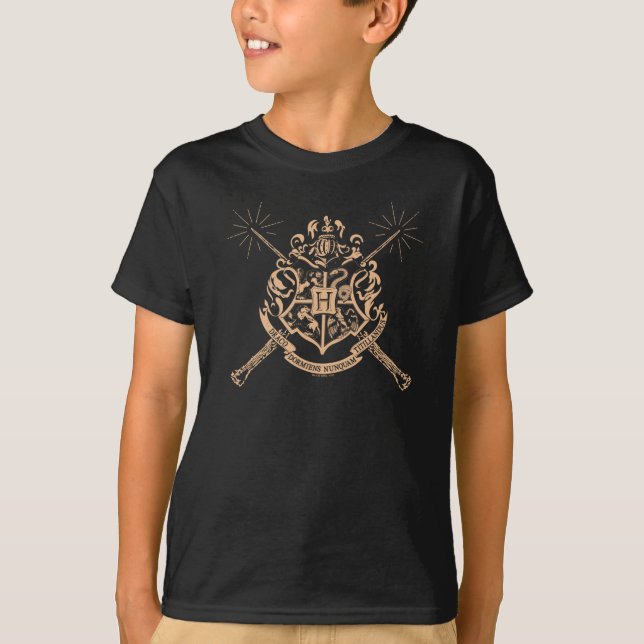 Harry Potter | Hogwarts Crossed Wands Wappen T-Shirt (Vorderseite)