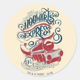 Harry Potter   Hogwarts Express Typografy Runder Aufkleber