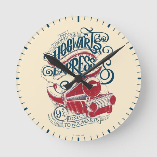 Harry Potter | Hogwarts Express Typography Runde Wanduhr (Vorderseite)