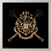 Harry Potter | Hogwarts gekreuztes Wands-Wappen Poster (Vorne)