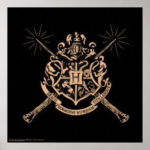 Harry Potter   Hogwarts gekreuztes Wands-Wappen Poster