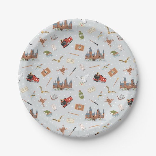 Harry Potter | Hogwarts Pattern Baby Shower Pappteller (Vorderseite)