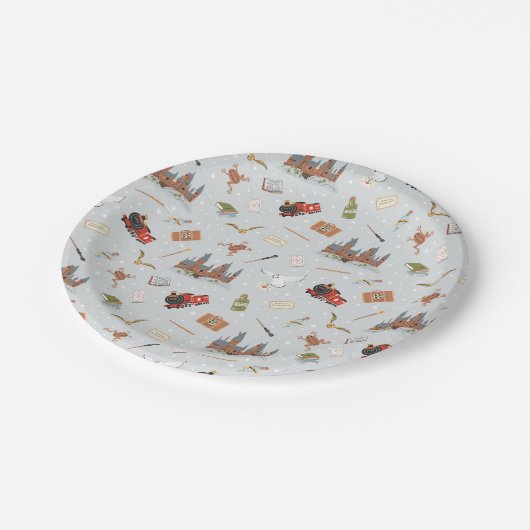 Harry Potter | Hogwarts Pattern Baby Shower Pappteller (Schrägansicht)