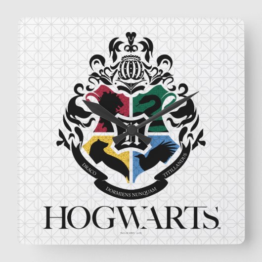 Harry Potter | HOGWARTS™ Primarschulen-Wappen Quadratische Wanduhr (Vorderseite)