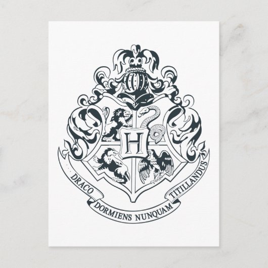 Harry Potter | Hogwarts-Wappen - Schwarz und Weiß Postkarte (Vorderseite)