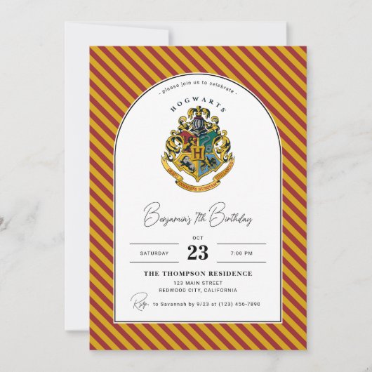 Harry Potter Hogwarts-Wappen-Torbogen Geburtstag Einladung (Vorderseite)