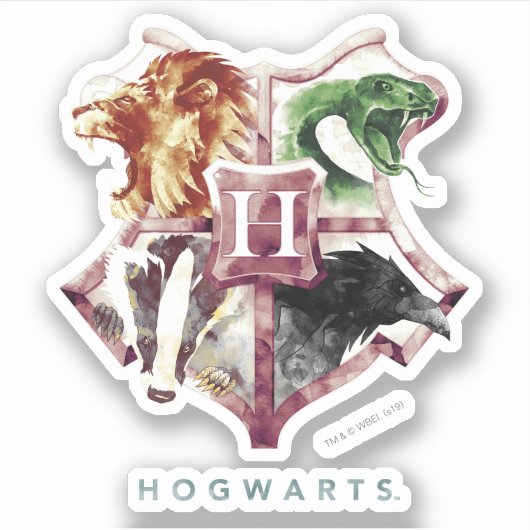 Harry Potter | HOGWARTS™ Wappen Wasserfarbe Aufkleber (Vorderseite)