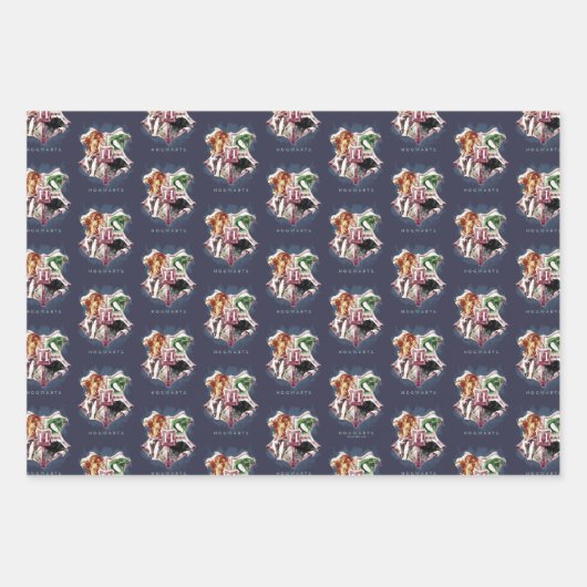 Harry Potter | HOGWARTS™ Wappen Wasserfarbe Geschenkpapier Set (Vorderseite 2)